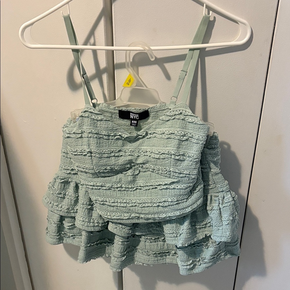 Mint Green Lace Skirt Set